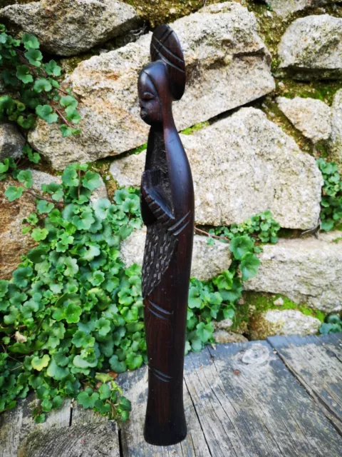 Belle Statue Sculpture Religieuse Vierge Noire Congo En Bois Annees 60 30,5 Cm