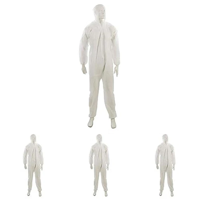 (TG. XL 136 cm (Confezione da 4)) Silverline 595763 Tuta Da Lavoro, Monouso, XL