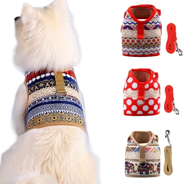Adjustable Dog Harness Ethnic Style Dog Collars Pet Walking Vest  All Seasons