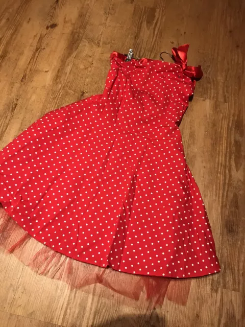 ✅KLEID ROCKABILLY PETTICOAT POLKA DOTS | S 36 | 50er 60er Rot