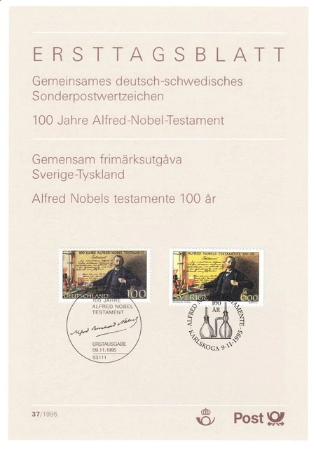 Bund ETB Nr. 37/1995 - 100 Jahre Alfred-Nobel-Testament