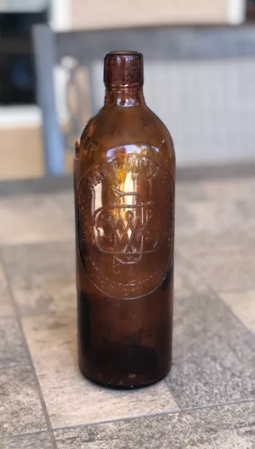 Antique Duffy Malt Whiskey Company Rochester, NY 1886 Glass Amber Bottle
