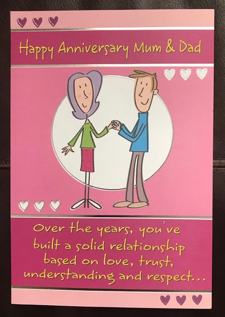 UK Greetings Carte D'anniversaire Pour Maman Et Papa Avec Enveloppe – Joli Motif Cœurs