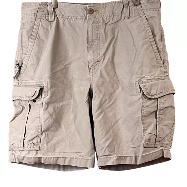 L. L. Bean Natural Fit Cargo Shorts Men’s Size 36W Khaki Tan Beige Pockets FLAW