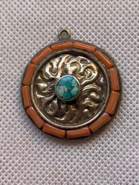 Ancient Victorian Spirit Amulet Talisman With Turquoise Stone Gypsy Old Artefact