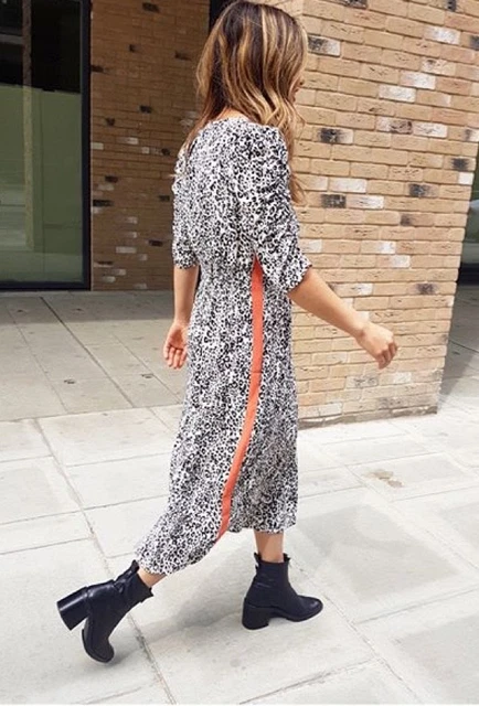 knee length dresses for ladies Meradith Leopard Print Midi Dress main image 1