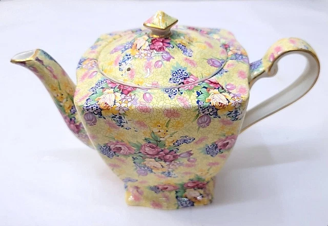 Royal Winton England Grimwades Welbeck Chintz Square Teapot 1995 3