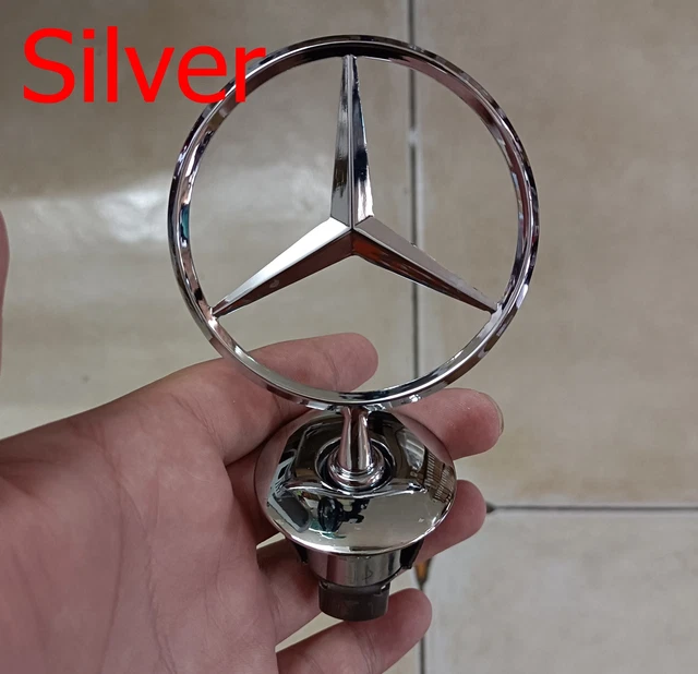For Mercedes Benz C E S Series 3D Silver Front Star Hood Logo Bright Emblem Badg