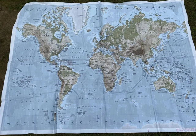 Map Atlas Scale LARGE GEOPOLITICAL AND Physical World Map Atlas 82 inches X 63 Inches ...