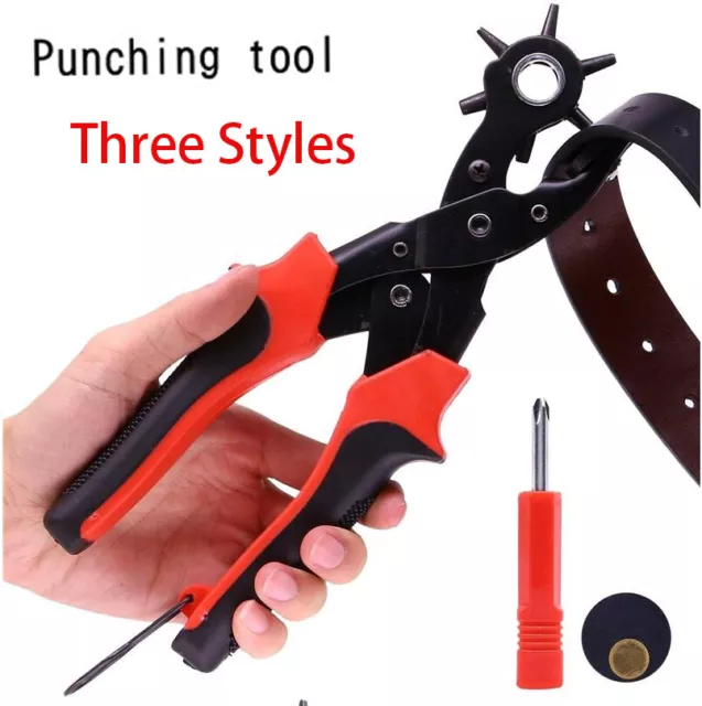 9 Leather Hole Punch Hand Pliers Belt Holes 6 Sized Puncher Heavy Duty  Tool New