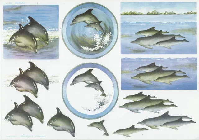 PAPER TOLE DECALS - DOLPHINS  x  1 SHEET