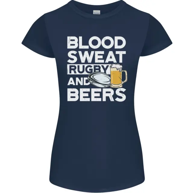 Blood Sweat Rugby and Beers T-shirt divertente da donna Petite Cut 2