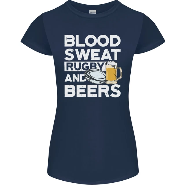 Blood Sweat Rugby and Beers T-shirt divertente da donna Petite Cut 2
