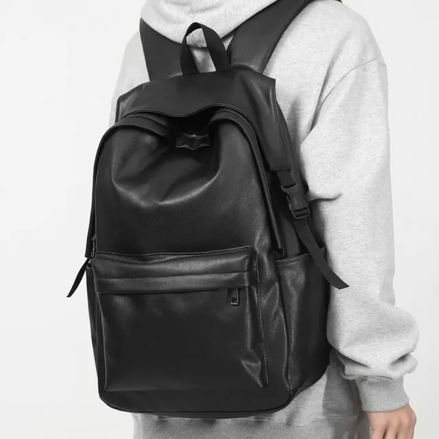 New Men Leather School College Backpack Waterproof Laptop Travel Zipper Bag VH 2