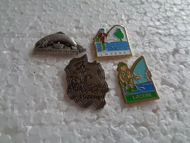 Job lot of 4 Fishing fisherman related metal lapel pins