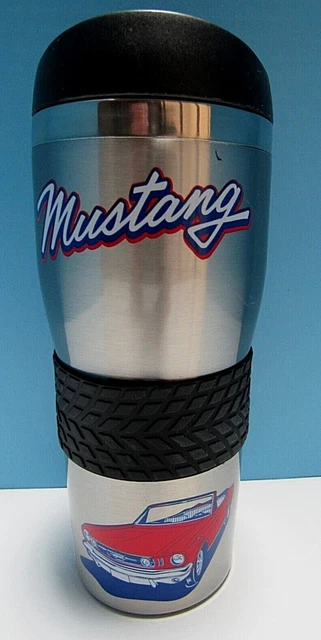 Stainless Steel 16 Oz. Hot/Cold Travel Mug Featuring A Red Ford Mustang ~  New