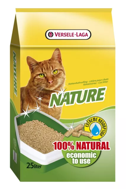 Versele Laga Nature 15kg natürliches Katzenstreu mit gepressten Holzkörnern 25 L