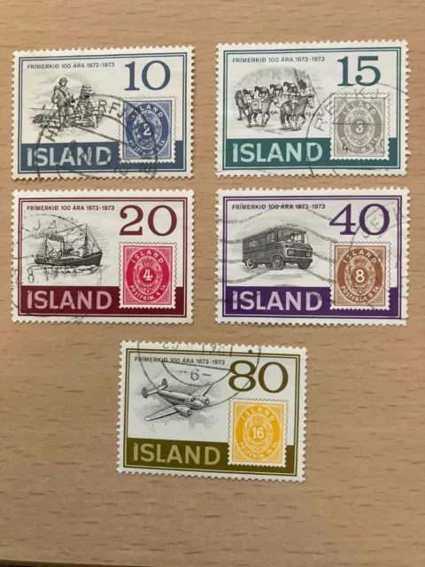 Island 1973 Satz 100 Jahre Briefmarken von Island Marke auf Marke gestempelt