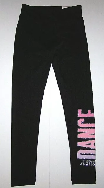 Justice Dance Dancer Leggings Pants Glitter Logo Tight Fit Black New Child Girl
