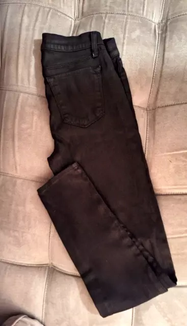 Women's J Brand Super Skinny Black Waxed Coated Jeans Pants Size 27