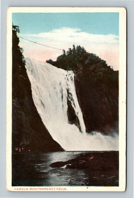 Montreal QC, Famous Montmorency Falls, Quebec Canada Vintage Postcard