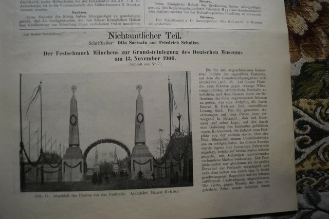 1907 Bauverwaltung 9  Deutsches Museum München Festschmuck 2 / Brücke Kassel