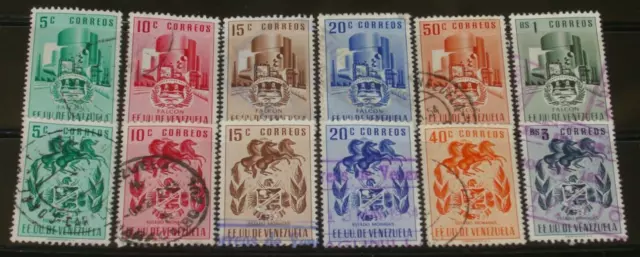 12 Used Stamps From 1951-1952 Venezuela