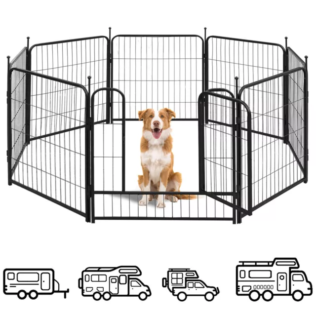 Dog Playpen 8 Panels Pet Fence Metal 32" Exercise Pen Puppy Playpen Out/Indoor