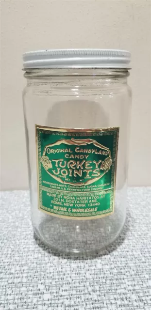 TURKEY JOINTS CANDY Advertising GLASS JAR Empty