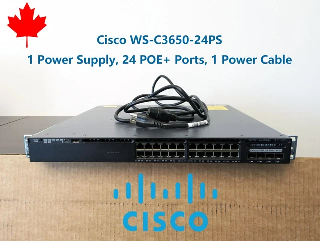 CISCO WS-C3650-24PS-E 24 Port Gigabit PoE+ Switch 3650-24PS 640W AC ...