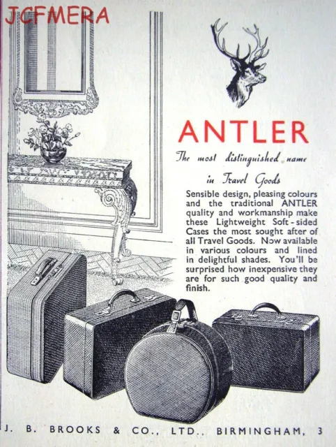 'ANTLER' Leather Suitcases Travel Goods Advert #2 - Small 1949 Print Ad