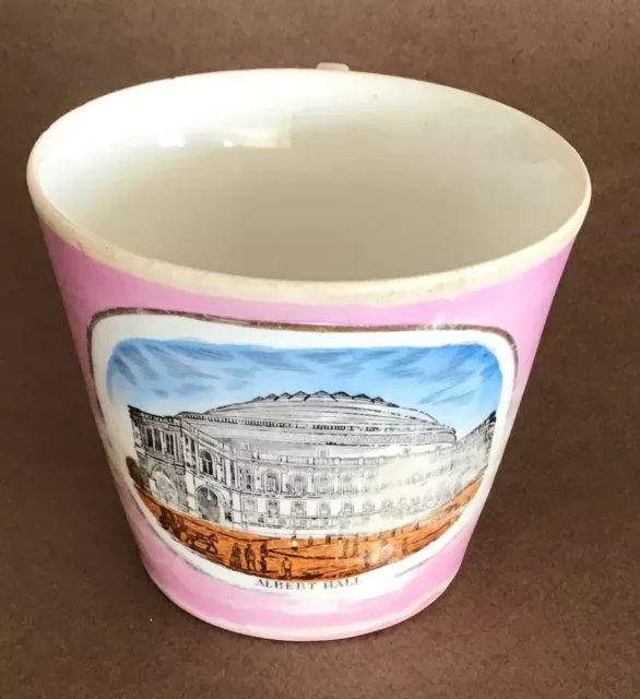 Antique19th century german pink porcelain pictorial souvenir-Albert Hall London.