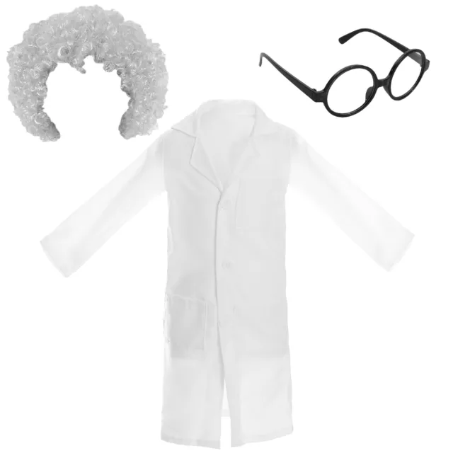 Child Doctor Costume Set Lab Coat Wig Glasses World Book Day Fancy Dress