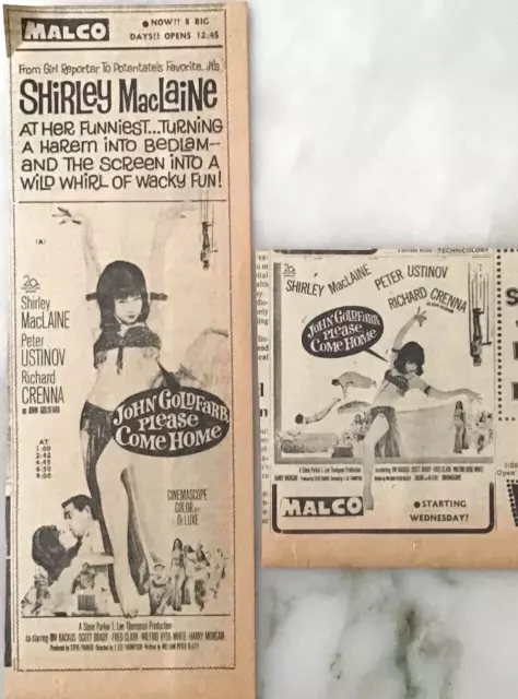 1965 newspaper ads for movie John Goldfarb Please Come Home - Shirley Maclaine