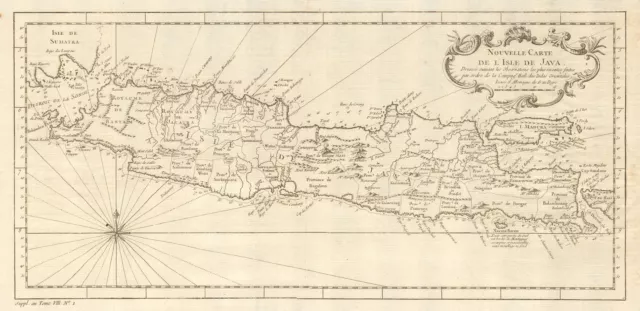 'Nouvelle Carte de l�Isle de Java'. Dutch East India Company. BELLIN 1761 map
