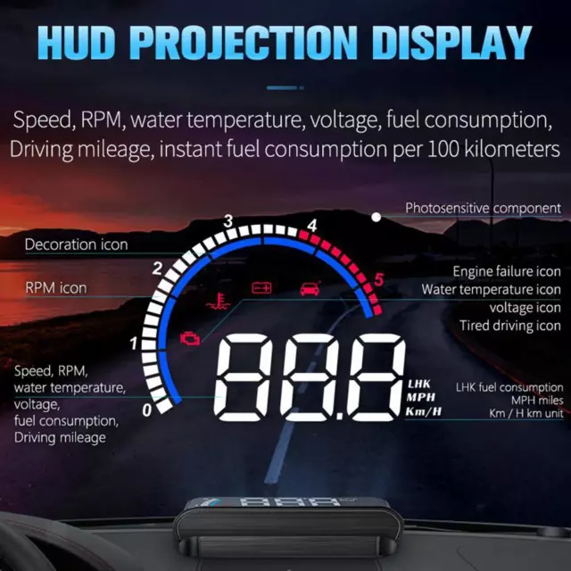 Auto Voiture 3.5 pouces HUD Head Up Display Tableau de Bord Projecteur OBD2