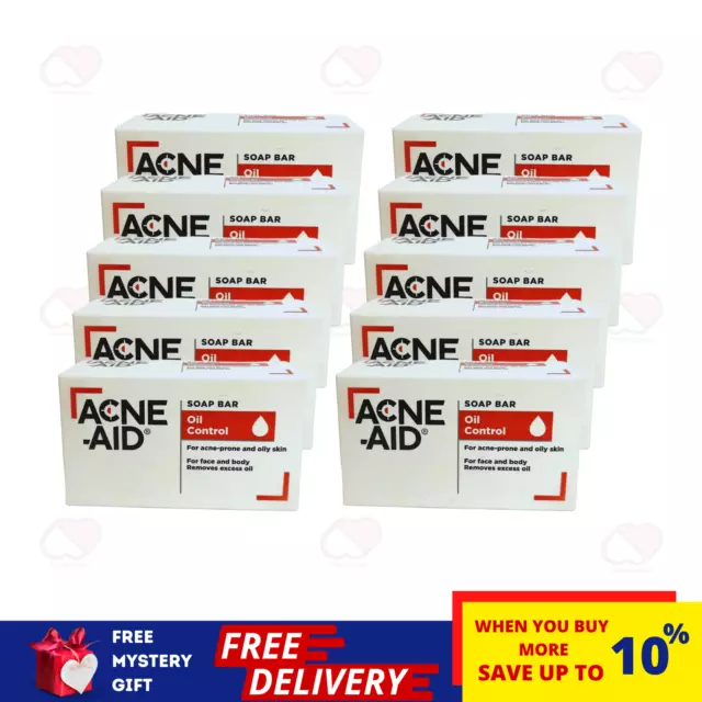 10 X ACNE-AID Face & Body Jabón en barra Control de aceite para pieles...