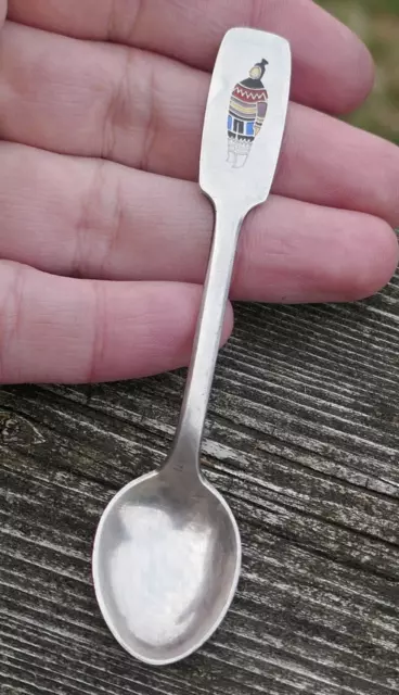 Vintage Sterling Silver & Enameled Greenland, Denmark Demitasse Souvenir Spoon