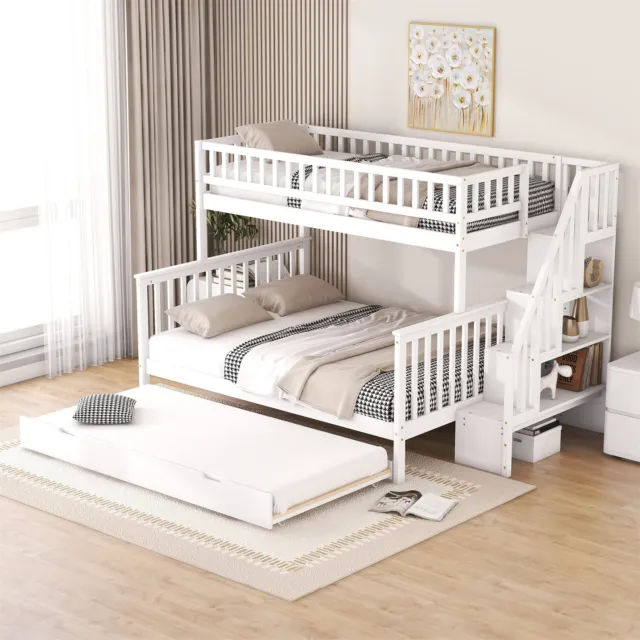 Hochbett Etagenbett Doppelstockbett Holz Kinderbett mit 90x200cm Ausziehbar Bett