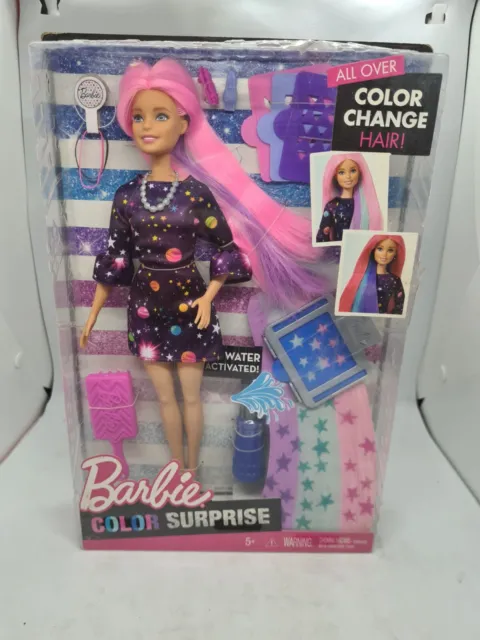 Barbie Color Surprise Doll with Rainbow Color Long Hair Pink #FHX00 Mattel 2017