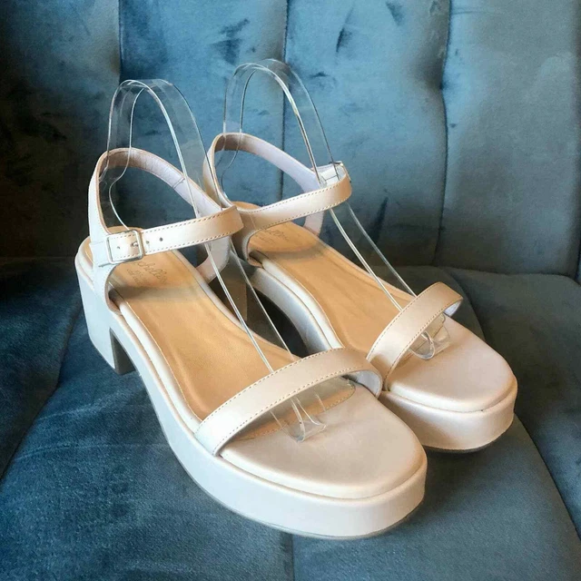 Seychelles Anthro Gray Lavender Strappy Platform Sandals Chunky Heel: US 9.5