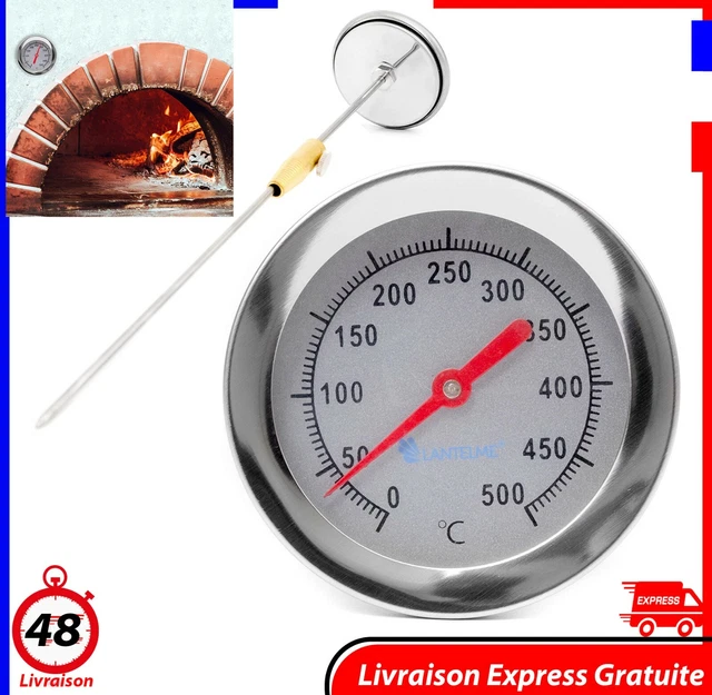 Sonde Thermomètre Four Bois Pizza Pierre 400 °C 30 cm Analogique Bimétallique Fr