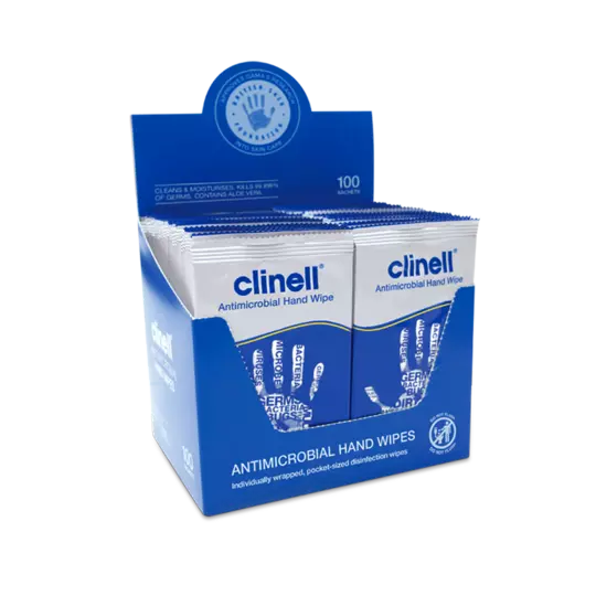 Clinell Antimicrobial Hand Wipes – Box of 100 Sachets