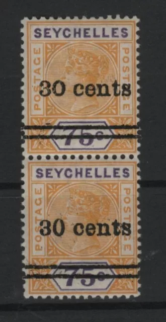 Seychelles 1902 Queen Victoria Mi. 34 strip with two different 0