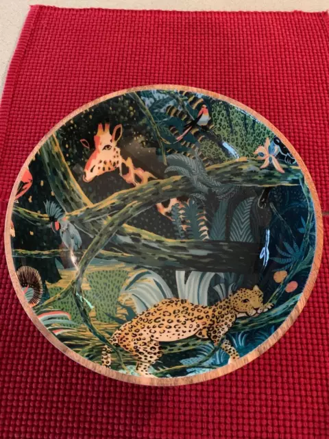 Opal House Mango Wood Footed Bowl Lacquered Resin Interior Jungle Scene India