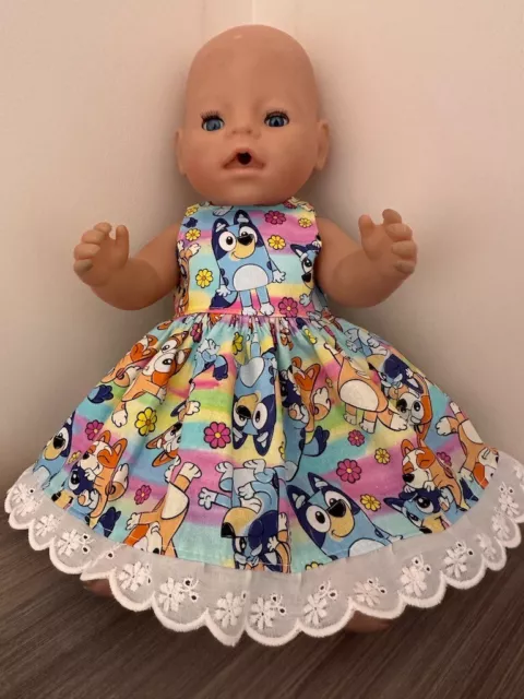 dolls clothes made to fit 43cm Baby Born Dolls (size Med). Sleeveless Dress