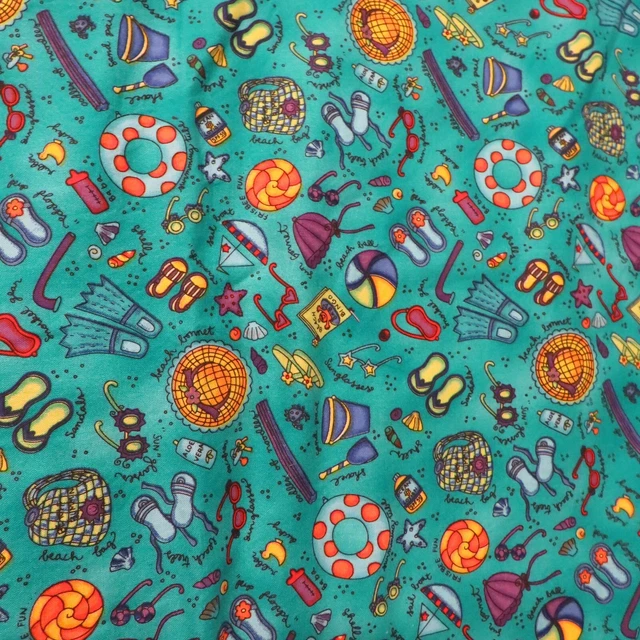 KD Kids Kari Pearson SSI Fabric Aqua Cotton Quilt Beach Swim Sun 1 1/2 yd