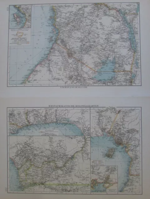 Westafrikanische Kolonialkarten alte Landkarte 1900 Andrees Handatlas old map
