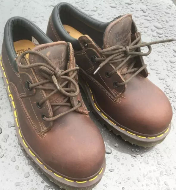 Dr Martens 7733 brown crazy leather shoes UK 6 EU 39 steel toes Made in England