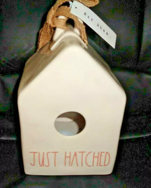 New Rae Dunn 2021 Spring Birdhouse “JUST HATCHED” Ripples 9x5x5"